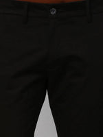 Genips Men's Black Stretch Caribbean Slim Fit Solid Trousers