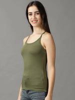 Women's Green Solid Tank Top-AE-10492-Olive