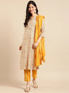 Women's Yellow Printed Kurta Set-FS-1055-Yellow