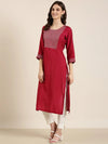 Women Maroon Solid Straight Kurta-AT-A1041-K-Maroon