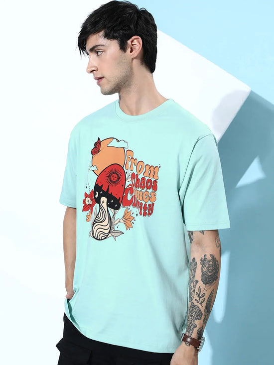 Dillinger Turquoise Blue Graphic Oversized T-Shirt-DLMOV181PTG-S