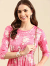 Women's Pink Printed Anarkali Kurta-KG-581-Pink