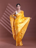 Yellow Silk Soft Saree With Paisley Print-MA60BSL01400049