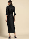 Shirt Dress with front Drape in Black