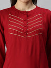 Women's Red Solid Straight Kurta-RN003-Maroon