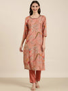 Women Mauve Floral Kurta Set-DW-3564-Mauve