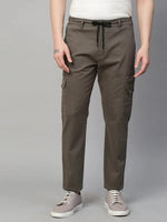 Genips Men's Cotton Stretch Dark Grey Bahamas Cargo Fit Solid Cargo