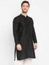 Hangup Men Standard Solid Men's Indian Wear-Black_Dupion_LongKurta