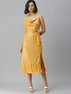 Women's Yellow Solid Sheath Dress-AE-9880-Yellow