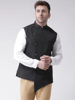 Hangup Men Standard Solid Men's Indian Wear-N8_5BtnBlackNehru