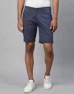 Genips Men's Dark Blue Cotton Lycra Slim Fit Shorts