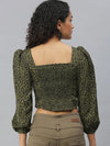 Women's Green Printed Tops-AE-10312-Oliveblack