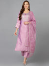 Lavender Silk Blend Straight Kurta Pant With