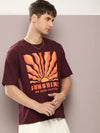 Dillinger Maroon Graphic Oversized T-shirt-DLMOV275WINE-S