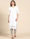 Women's White Solid Straight Kurta-SKC-1040-White