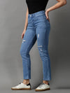 Women's Blue Solid Fit Denim Jeans-GZ-5305-2-Blue