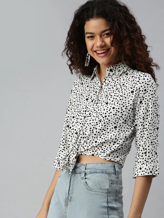 Women's Printed White Top-AE-3330187-Whiteblack