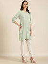 Women Sea Green Printed Straight Kurti-RA-038-Seagreen