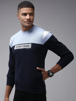 Men Blue Colourblock Sweatshirt-OTRS-4-1-Navyblue