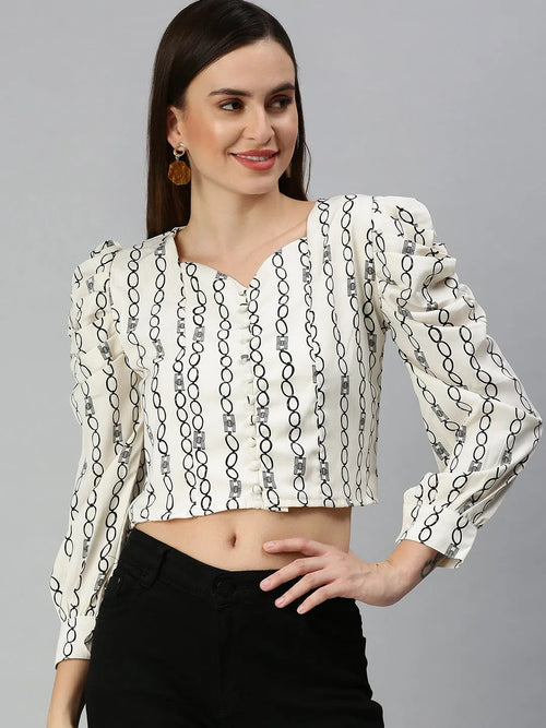 Women's Champagne Striped Crop Tops-AE-7053-Champagneblack