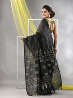 Black Silk Matka Soft Saree With Stripes Pattern-MA57SLMT331760032