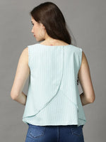 Women's Sea Green Striped Top-AE-10367-Seagreen