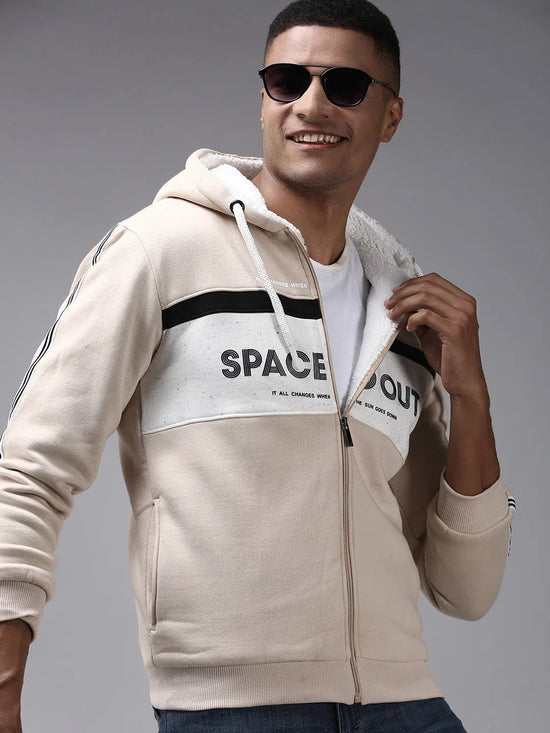 Men Beige Colourblock Sweatshirt-EX-2651-Beige