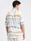 Men Spread Collar Abstract Off White Casual Shirt-ZEPTO-2221-Offwhite