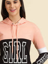 Women's Peach Colourblock Sweatshirt-AF-1751-Peach