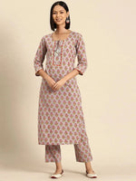 Kurta Pyajama with gota work in Grey Buti Print