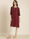 Women Magenta Striped Straight Kurta-DF-1576-Magenta