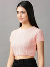 Women's Peach Solid Fitted Crop Top-JD-E210-Peach