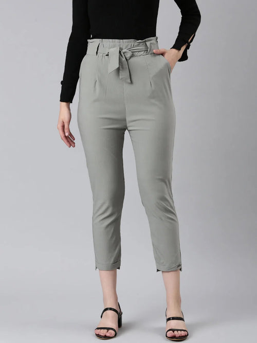 Women Grey Solid Peg Trouser-AE-7045-Grey