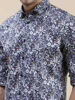 Men Navy Floral Casual Shirt-STANLEY-9758-Navyblue