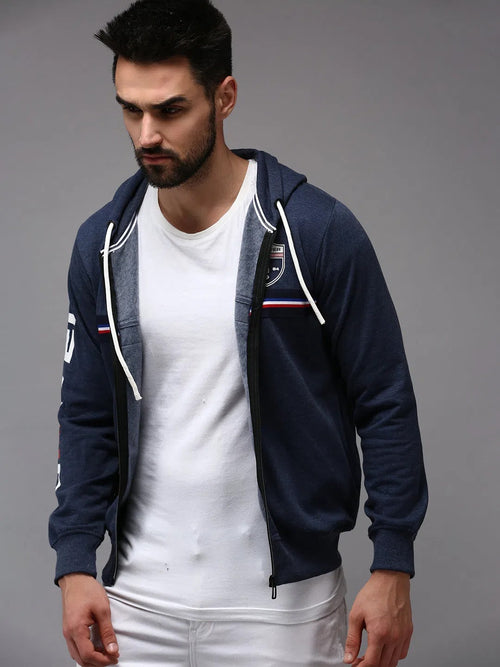 Men Blue Solid Sweatshirt-OTSS-24-Navyblue