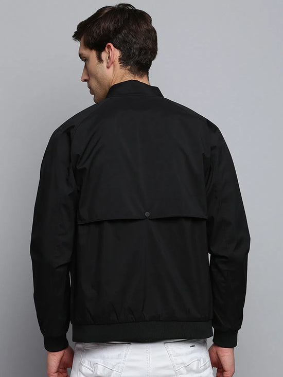 Men Black Solid Casual Jacket-STCW-J-13-Black