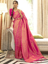 Saree Mall Women's  Blend Pink Woven Design Handloom Saree With Blouse Piece-KABHA204004