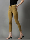 Women's Khaki Solid Skinny Fit Denim Jeans-GZ-5288-Khaki