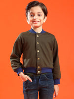 Tales & Stories Boys Olive Lycra Solid Sweatshirt