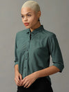 Women's Green Solid Shirt-AE-333318-Green