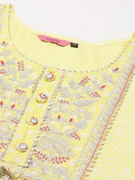 Women's Yellow Printed Kurta Set-HO-917-Yellow