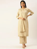 Women's Beige Solid Kurta Sets-NJ-3242638-Beige