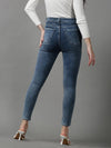 Women's Blue Solid Skinny Fit Denim Jeans-GZ-5287-1-Blue