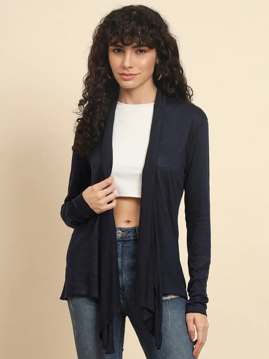 Women Navy Blue Shrug