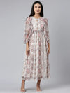 Women Off White Printed Fit and Flare Dress-DW-3783-Offwhite