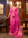 Saree Mall Women's  Blend Pink Woven Design Designer Saree With Blouse Piece-KAZEL231005