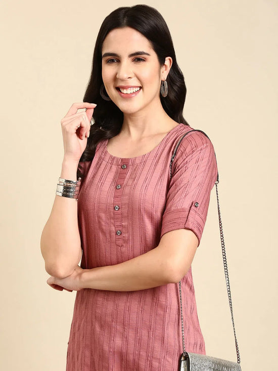 Women's Mauve Solid Straight Kurta-SKC-3326-Mauve