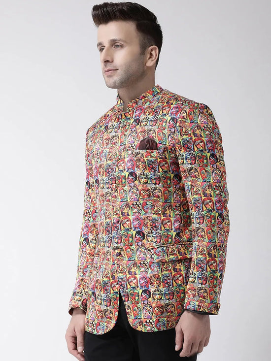 Hangup Men Standard Printed Men Formalwear-D123_5Button_Blazer