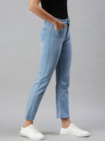 Women's Denim Straight Fit Blue Jeans-GZ2541-Blue