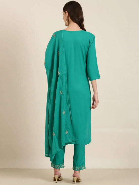 Women Green Solid Kurta Set-FS-2597-Green